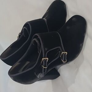 Tory Burch Carley Velvet  black dark gray booties .